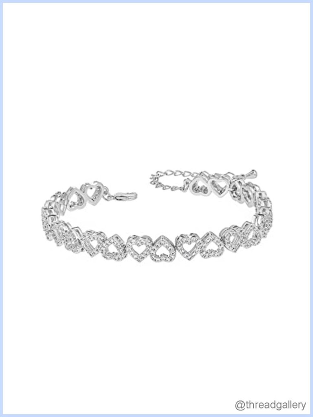 White Gold Plated Tennis Bracelet for Women, Adjustable Cubic Zirconia Jewelry